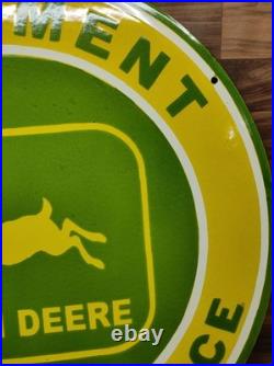 Porcelain John Deere Enamel Metal Sign Plate Size 30 Inches Round