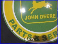 Porcelain John Deere Enamel Metal Sign Plate Size 30 Inches Round