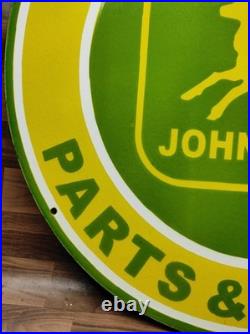 Porcelain John Deere Enamel Metal Sign Plate Size 30 Inches Round