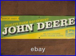 Porcelain John Deere Enamel Metal Sign Plate Size 30 x 9 Inches