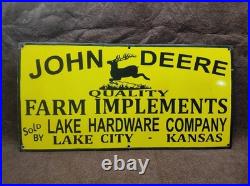 Porcelain John Deere Enamel Metal Sign Plate Size 30x15 Inches