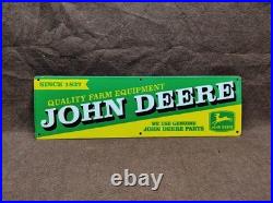 Porcelain John Deere Enamel Metal Sign Plate Size 30x9 Inches