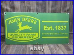 Porcelain John Deere Enamel Metal Sign Plate Size 36 x 18 Inches