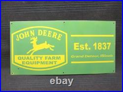 Porcelain John Deere Enamel Metal Sign Plate Size 36 x 18 Inches