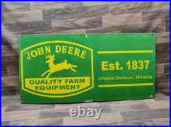 Porcelain John Deere Enamel Metal Sign Plate Size 36 x 18 Inches