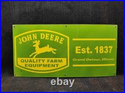 Porcelain John Deere Enamel Metal Sign Plate Size 36 x 18 Inches