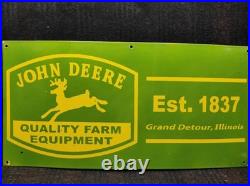 Porcelain John Deere Enamel Metal Sign Plate Size 36 x 18 Inches