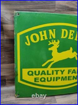 Porcelain John Deere Enamel Metal Sign Plate Size 36 x 18 Inches
