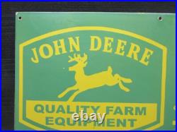 Porcelain John Deere Enamel Metal Sign Plate Size 36 x 18 Inches