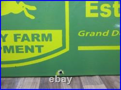 Porcelain John Deere Enamel Metal Sign Plate Size 36 x 18 Inches