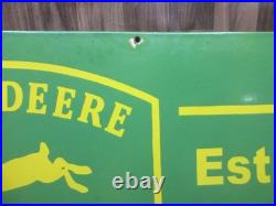 Porcelain John Deere Enamel Metal Sign Plate Size 36 x 18 Inches