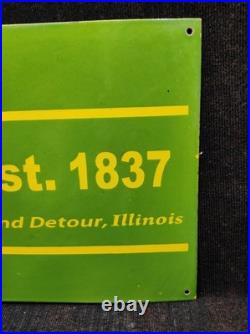 Porcelain John Deere Enamel Metal Sign Plate Size 36 x 18 Inches