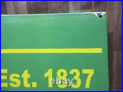 Porcelain John Deere Enamel Metal Sign Plate Size 36 x 18 Inches