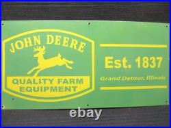 Porcelain John Deere Enamel Metal Sign Plate Size 36 x 18 Inches