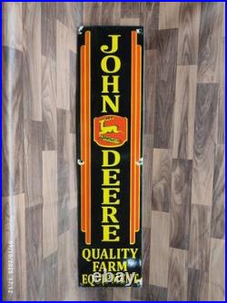 Porcelain John Deere Enamel Metal Sign Plate Size 40 x 10 Inches