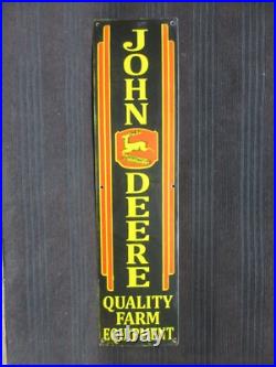Porcelain John Deere Enamel Metal Sign Plate Size 40 x 10 Inches