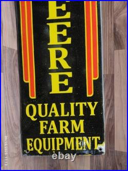 Porcelain John Deere Enamel Metal Sign Plate Size 40 x 10 Inches