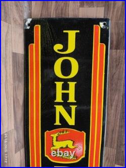 Porcelain John Deere Enamel Metal Sign Plate Size 40 x 10 Inches