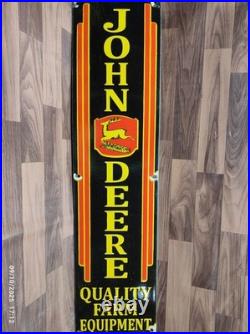 Porcelain John Deere Enamel Metal Sign Plate Size 40 x 10 Inches
