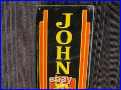 Porcelain John Deere Enamel Metal Sign Plate Size 40 x 12 Inches