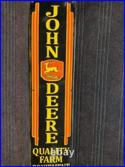 Porcelain John Deere Enamel Metal Sign Plate Size 40 x 12 Inches