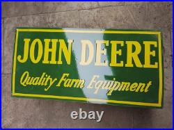 Porcelain John Deere Enamel Sign 30x15 Inches