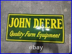 Porcelain John Deere Enamel Sign 30x15 Inches