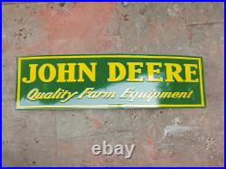 Porcelain John Deere Enamel Sign 36x10 Inches