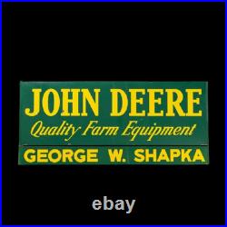 Porcelain John Deere Enamel Sign 42x20 Inches Double Sided