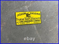 Porcelain John Deere Enamel Sign 8x4 Inches