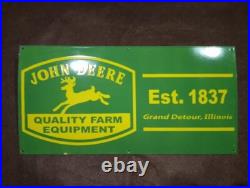 Porcelain John Deere Estb 1837 Enamel Metal Sign Plate Size 36 x 18 Inches