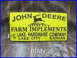 Porcelain John Deere Farm Enamel Metal Sign Plate Size 30 x 15 Inches