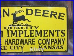 Porcelain John Deere Farm Enamel Metal Sign Plate Size 30 x 15 Inches