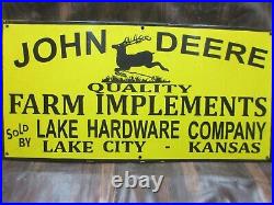 Porcelain John Deere Farm Enamel Metal Sign Plate Size 30 x 15 Inches