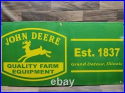 Porcelain John Deere Farm Enamel Metal Sign Plate Size 36 x 18 Inches