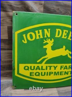 Porcelain John Deere Farm Enamel Metal Sign Plate Size 36 x 18 Inches