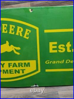 Porcelain John Deere Farm Enamel Metal Sign Plate Size 36 x 18 Inches