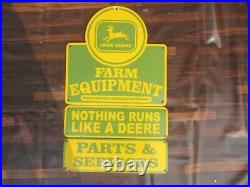 Porcelain John Deere Farm Equipment Enamel Metal Sign Size 28.5 x 17.5 Inches