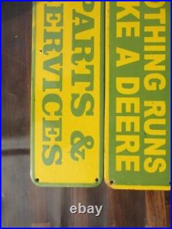 Porcelain John Deere Farm Equipment Enamel Metal Sign Size 28.5 x 17.5 Inches