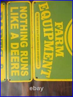 Porcelain John Deere Farm Equipment Enamel Metal Sign Size 28.5 x 17.5 Inches