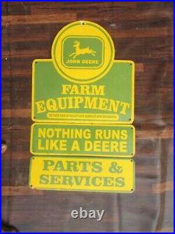 Porcelain John Deere Farm Equipment Enamel Metal Sign Size 28.5 x 17.5 Inches