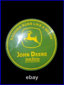 Porcelain John Deere Farm Euipments Enamel Metal Sign Size 20 Inches Round