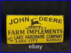 Porcelain John Deere Farm Implements Enamel Metal Sign Plate Size 30 x 18 Inch