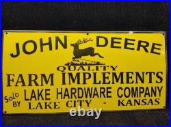Porcelain John Deere Farm Implements Enamel Metal Sign Plate Size 30 x 18 Inch