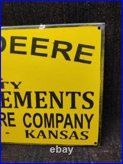 Porcelain John Deere Farm Implements Enamel Metal Sign Plate Size 30 x 18 Inch