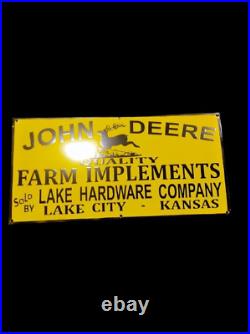 Porcelain John Deere Farm Implements Enamel Metal Sign Size 28 x 16 Inches