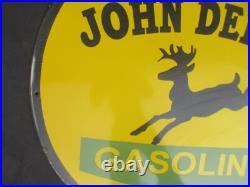Porcelain John Deere Gasoline Enamel Metal Plate Sign Plate Size 30 Round