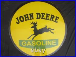Porcelain John Deere Gasoline Enamel Metal Plate Sign Plate Size 30 Round