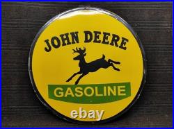 Porcelain John Deere Gasoline Enamel Metal Sign Plate Size 30 Inches Round Porcelain John Deere Gasoline Enamel Metal Sign Plate Size 30 Inches Round