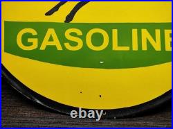 Porcelain John Deere Gasoline Enamel Metal Sign Plate Size 30 Inches Round Porcelain John Deere Gasoline Enamel Metal Sign Plate Size 30 Inches Round